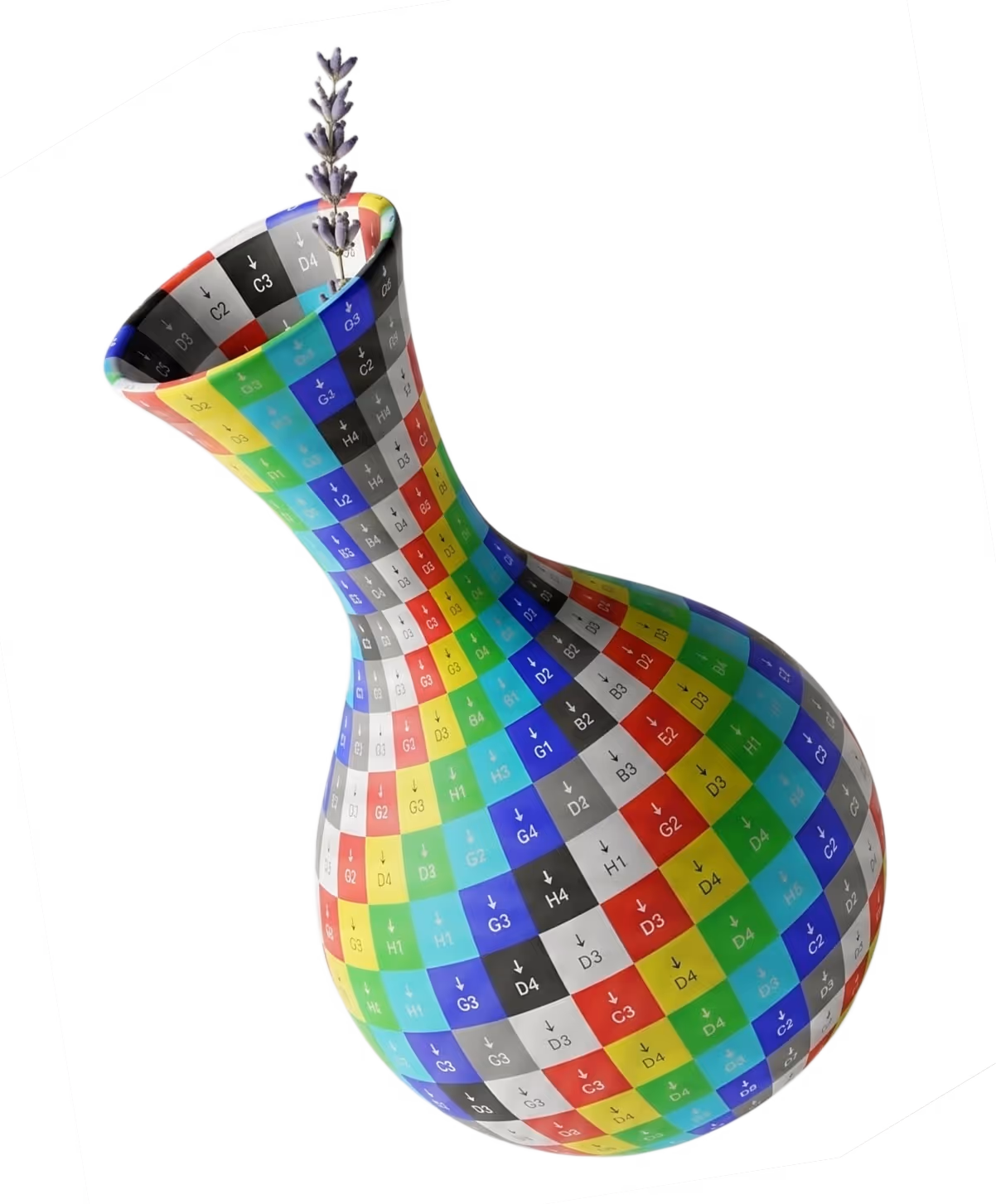 Colorful 3D modeled and printed vase
